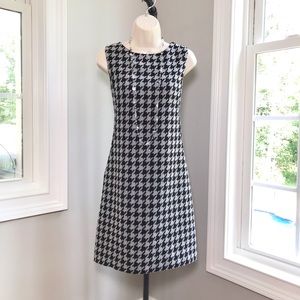 Tahari Sleeveless Black & White Houndstooth Sheath Dress ~ Women’s 8